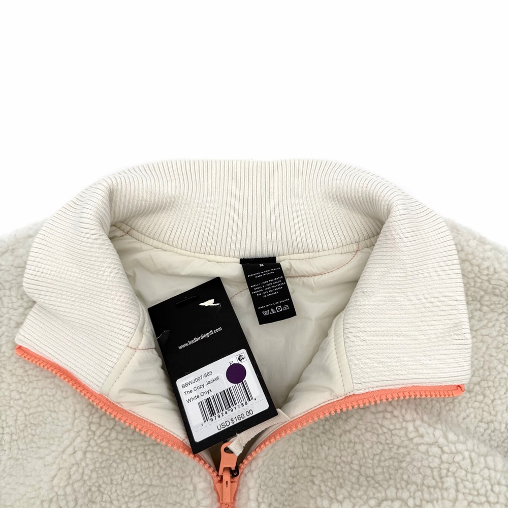 NWT New Bad Birdie Women's The Cozy Jacket - White Onyx XL Golf Zip Up Top Coat - Picture 4 of 5